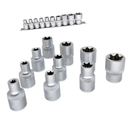 Kit De Soquete Torx Fêmea 1/2 Cromo Vanádio E8 - E24 10 Pçs - Corneta