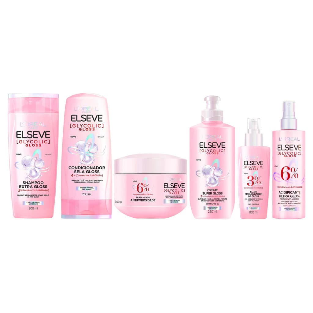 Kit Elseve Glycolic Gloss Loréal Paris Completo 6 Itens