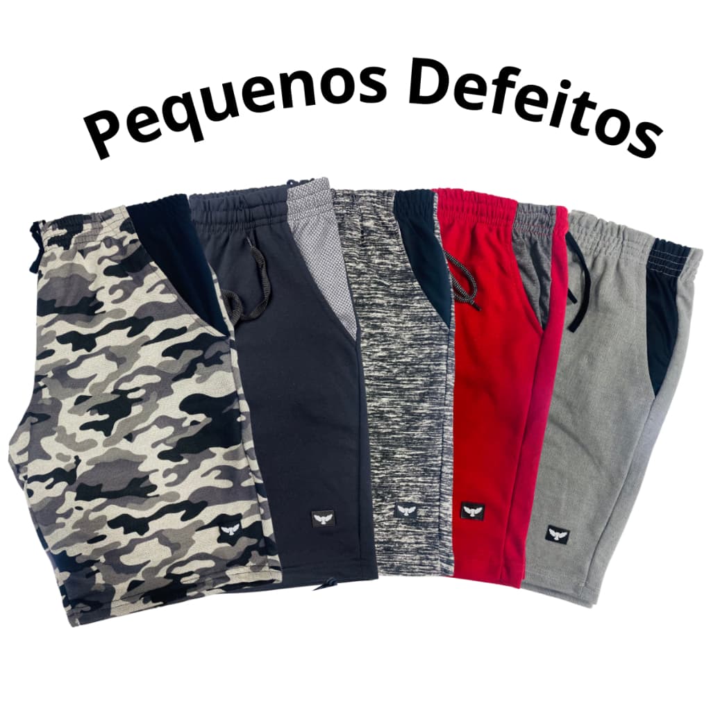 Kit 3 Bermuda Moletom Masculina Academia treino Pequenos DEFEITOS Sortidas