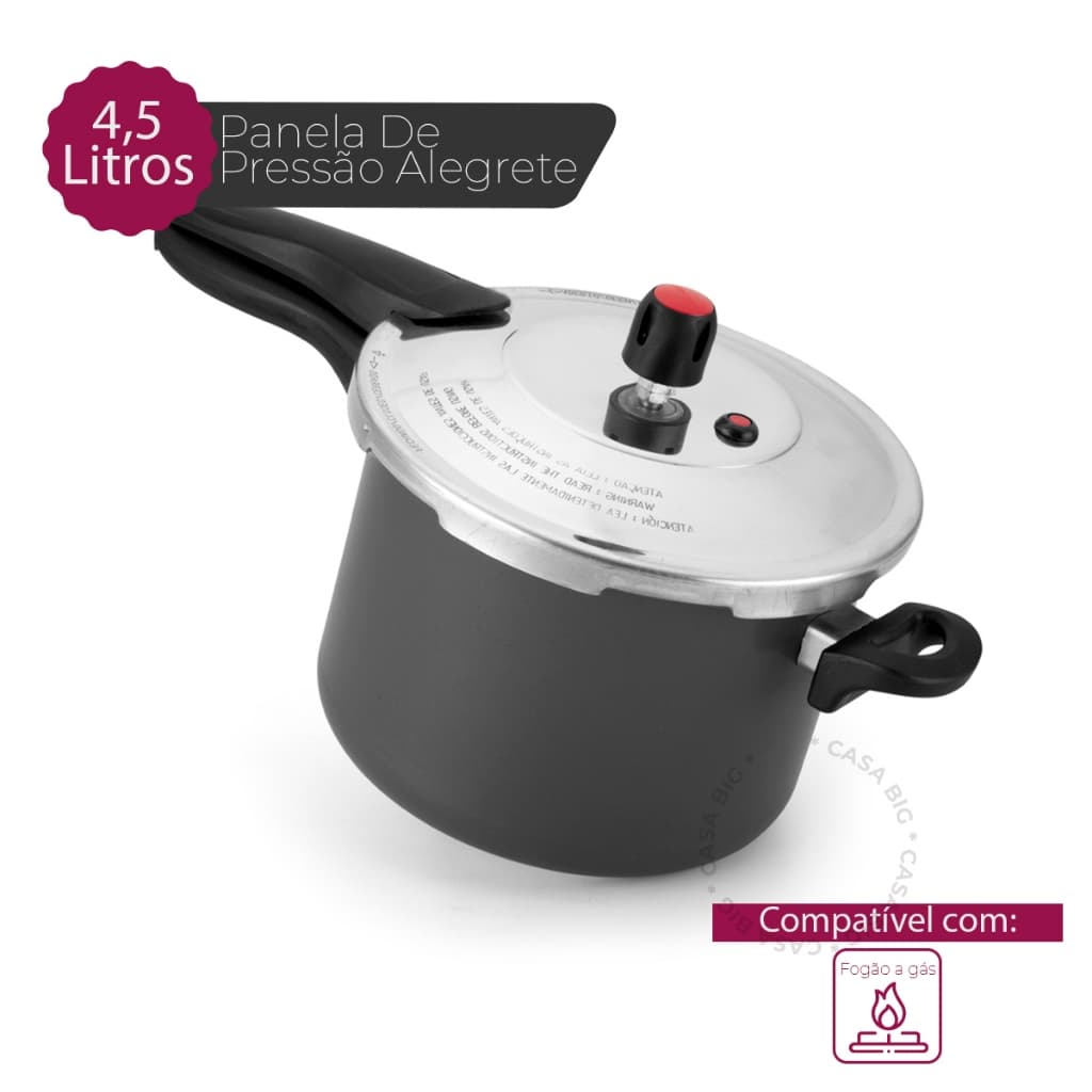 Panela de Pressao Antiaderente 4,5 l Fechamento Externo