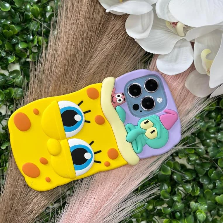 Capa de CELULAR Bob Esponja Anti Impacto Silicone Macio para iPhone 11, 12, 13, 14, 15 Pro Max