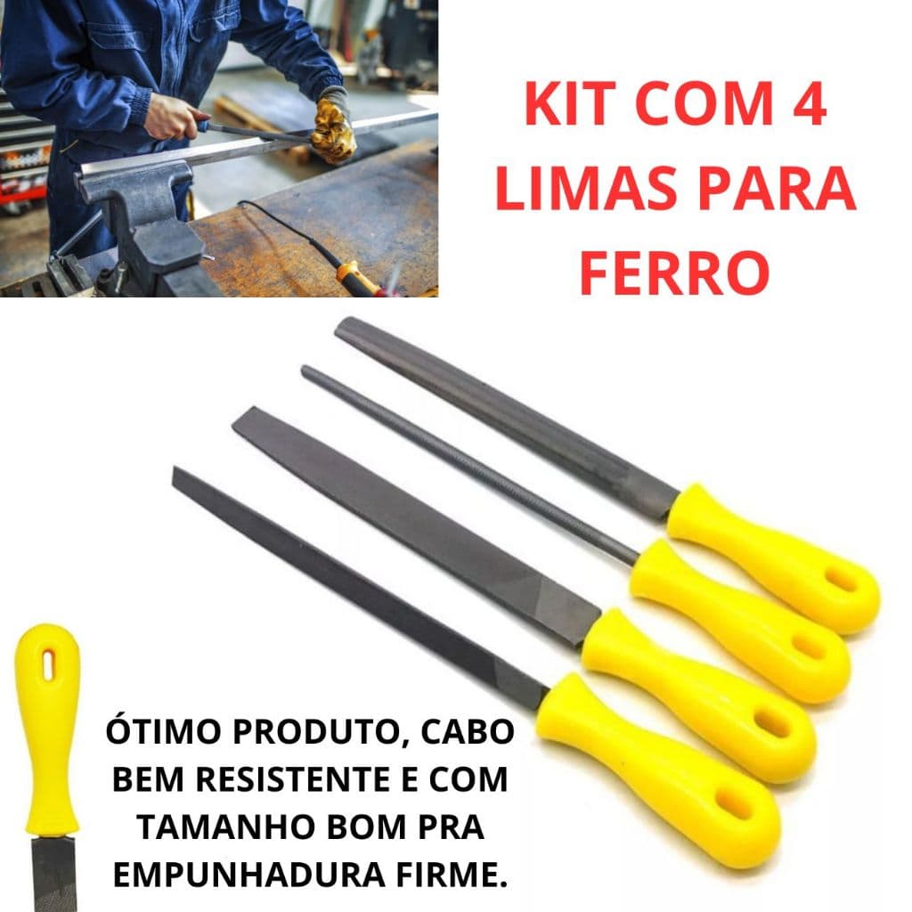 Jogo Kit De Lima 4 Peças Ferro Cutelaria Murça Triangular Chata Redonda Meia Cana
