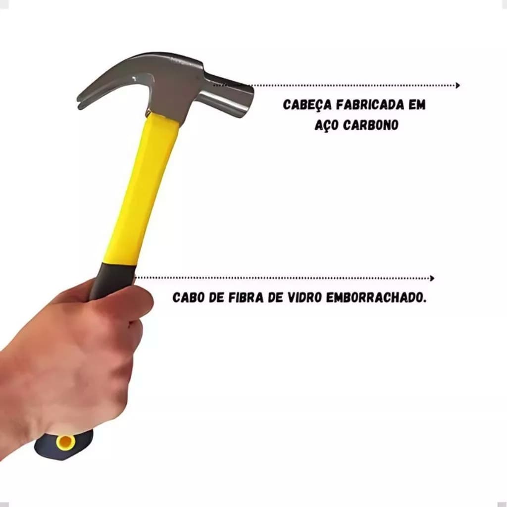 Martelo Unha Profissional Com Cabo Emborrachado Cabeça 27mm Portátil