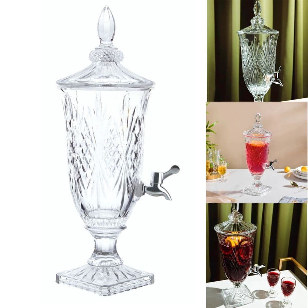 Dispenser Jarra Suqueira Para Água Saborizada De Vidro Cristal 2 Litros Diamond Lyor Envio Full