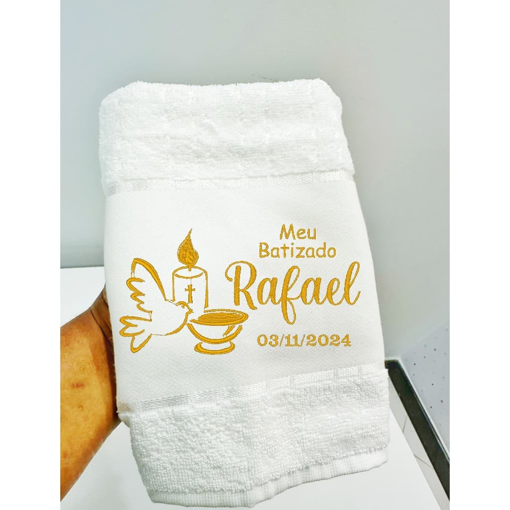 Toalha para batismo batizado personalizada bordada