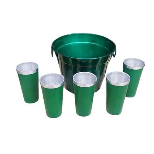 natal - um balde de gelo 6 l + cinco copo semi térmico 350 ml