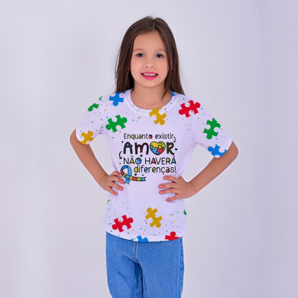Blusa Camiseta Infantil Premium Unissex Estampada Manga Curta - Enquanto Existir Amor