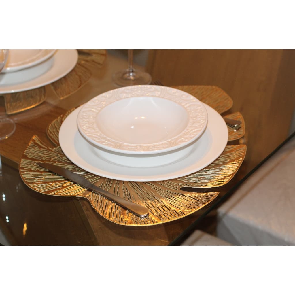 Kit jogo americano de mesa jantar Sousplat - 4pçs/6pçs/12pçs - formato Folha de bananeira
