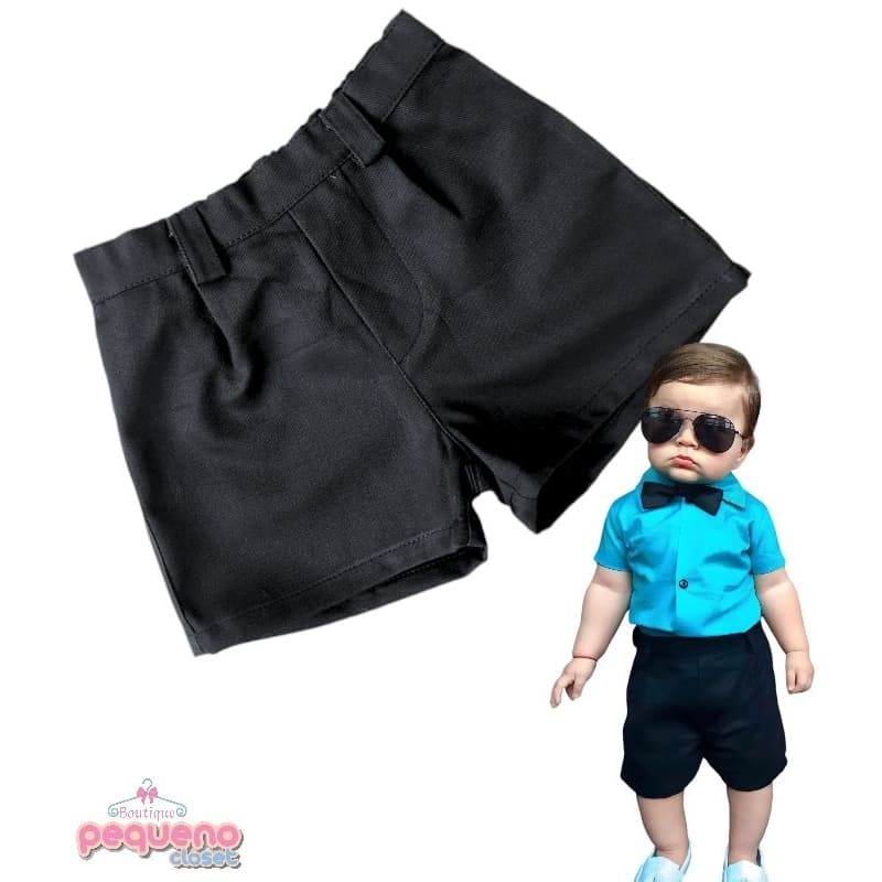 Bermuda Jeans Brim Infantil Menino Social Bebê Preta
