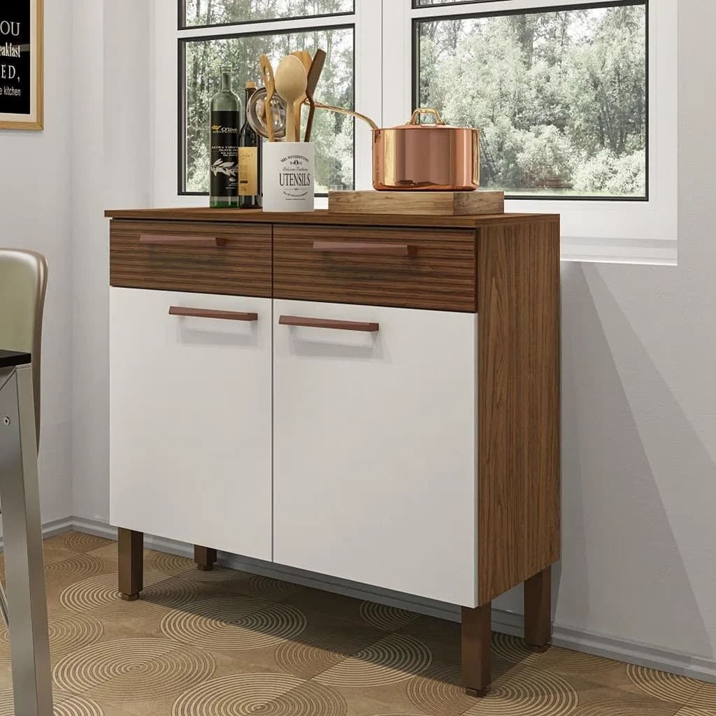 Balcão de Cozinha 90CM Nala 2 Portas 2 Gavetas - Kits Paraná
