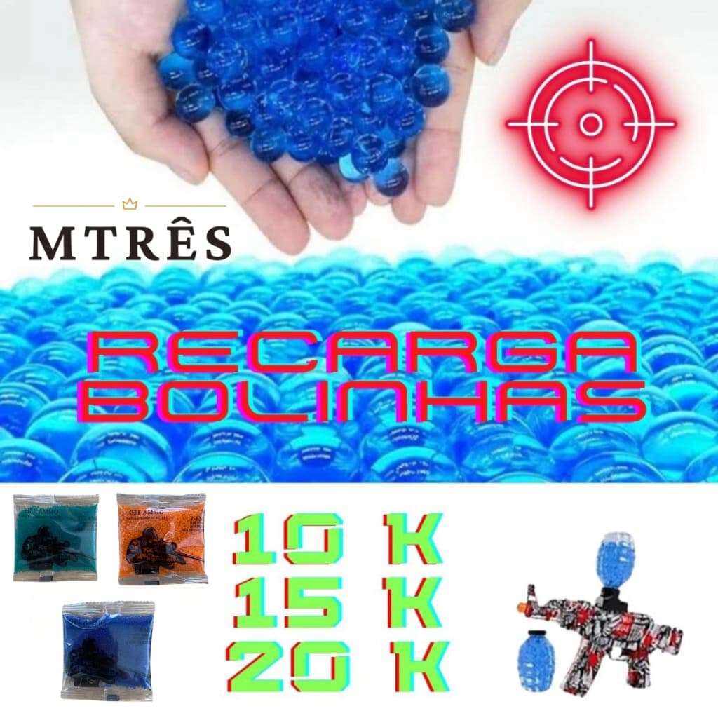 Refil Bolinhas Gel Azul Hidrogel Orbeez Gel Balls Reabastecedor Recarga Cresce na Agua 10 K 15 K 20K