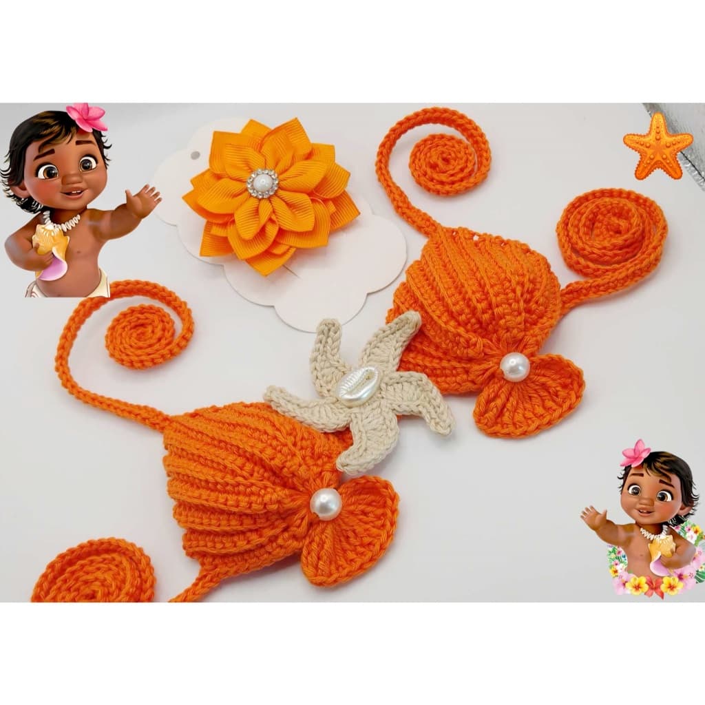 Biquíni Moana,Kit Moana-Biquíne e Flor Moana-Acessorios Moana