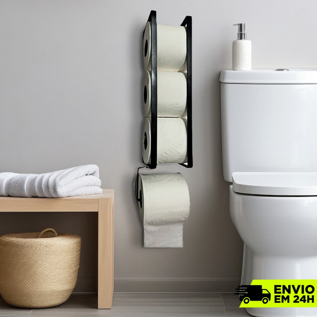 Porta Papel Higiênico 2 Rolos – Ideal para Banheiro Moderno – Aço Durável com Frete Grátis