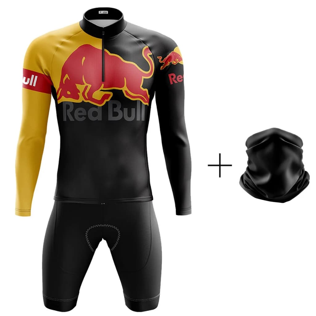 CONJUNTO CICLISMO BERMUDA E CAMISA MANGA LONGA COM BANDANA UV 50+