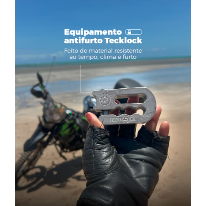 Trava De Disco Para Moto Média Universal Tecklock Prata