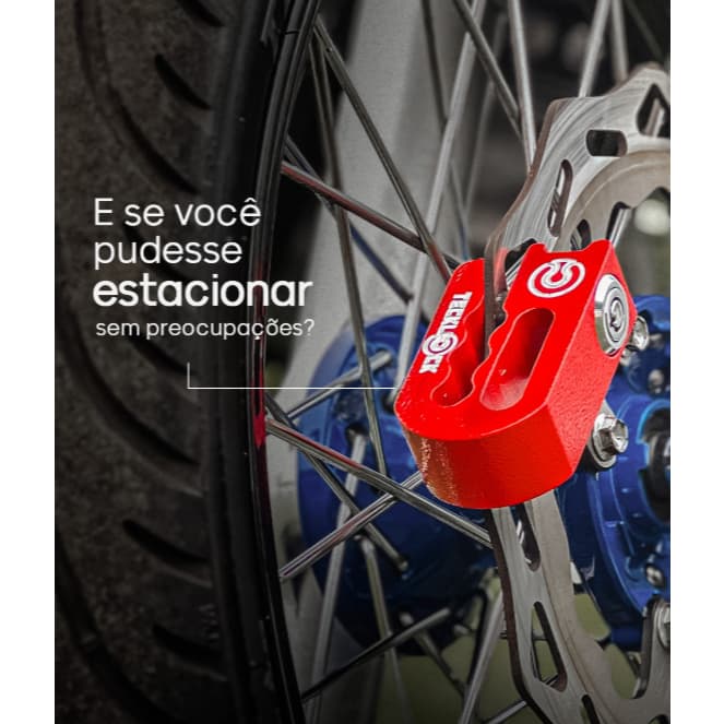 Trava De Disco Para Moto Média Universal Tecklock Vermelho