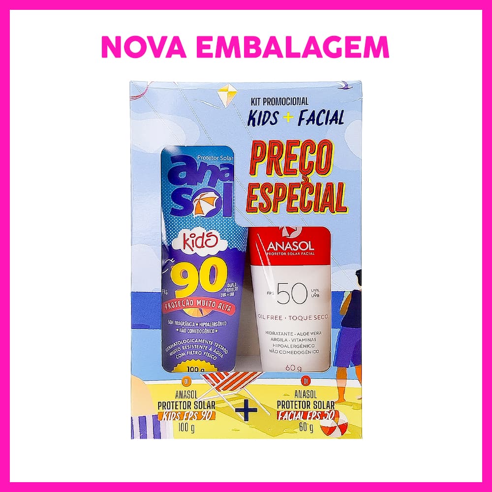 Anasol Kids Protetor Solar FPS 90 100g + Protetor Solar Facial FPS 50 60g