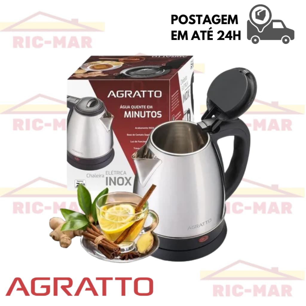 Chaleira Elétrica Térmica Inox 1.8 Litros Com Tampa