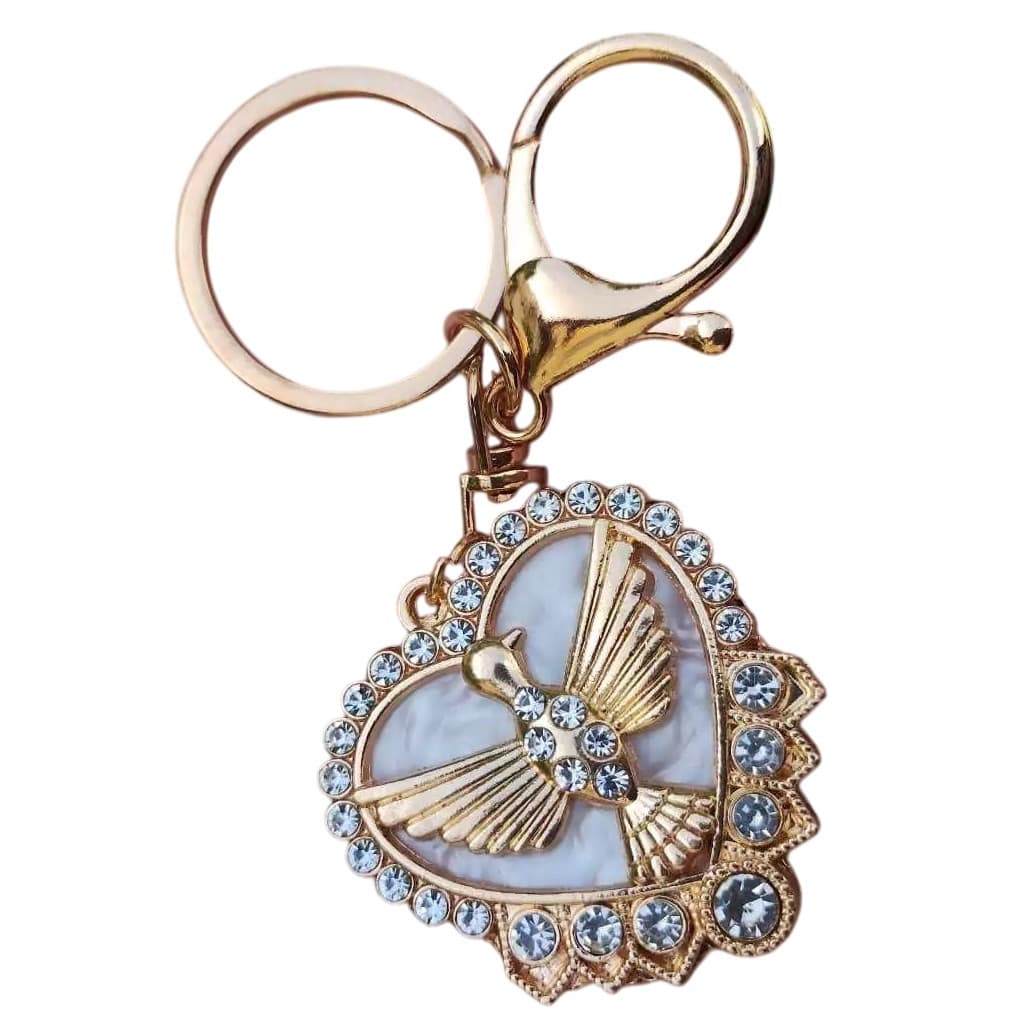 Chaveiro Divino Espirito Santo Pomba Paz Strass Lembrança Religioso