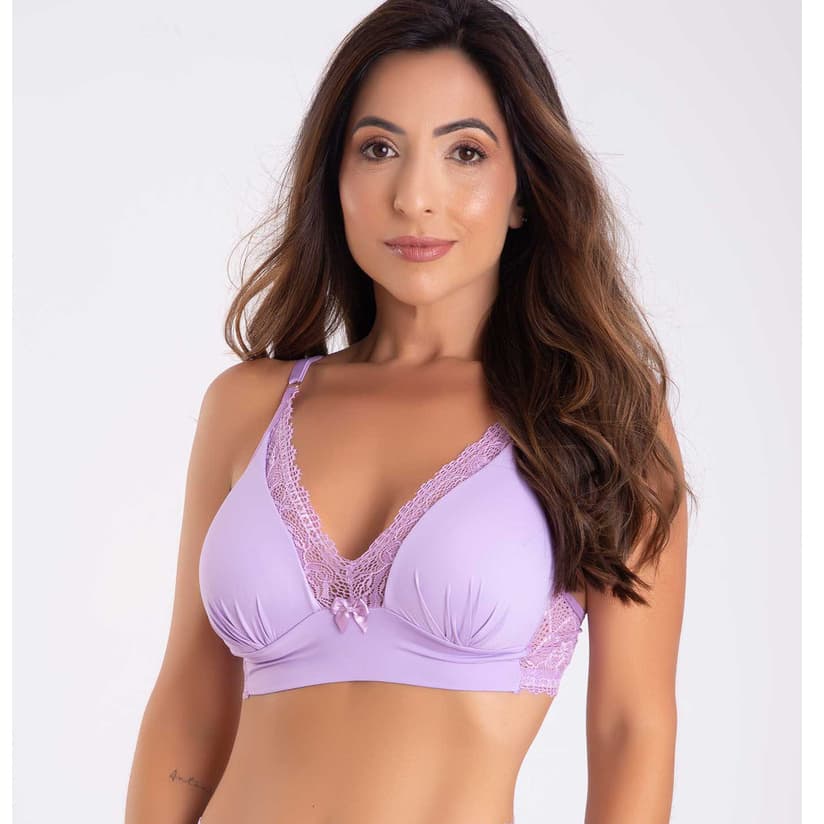 Sutiã Bojo Soft Flexível não quebra não amassa anatômico microfibta com renda decote luxuoso