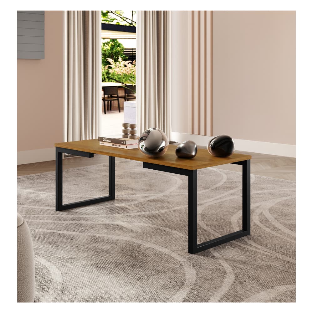 Mesa De Centro Decoração Sala Estar Quarto Estilo Industrial Madeira Preto