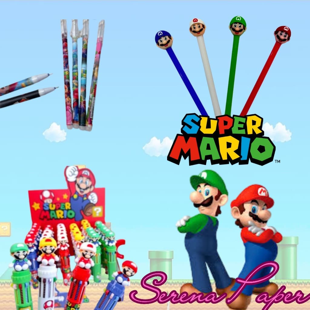 KIT MÁRIO (CANETA 6 CORES + CANETA PONTA FINA + 1 CANETA APAGÁVEL) / PAPELARIA FOFA KAWAII