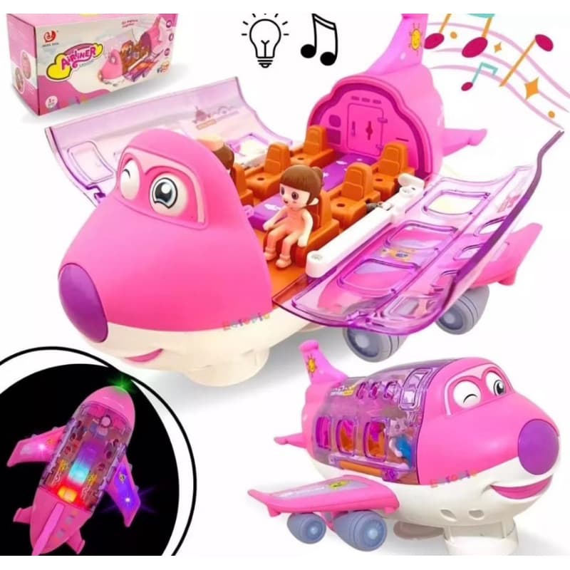 Avião De Brinquedo Musical Gira 360 Bate E Volta Com Som Luz Menino Menina