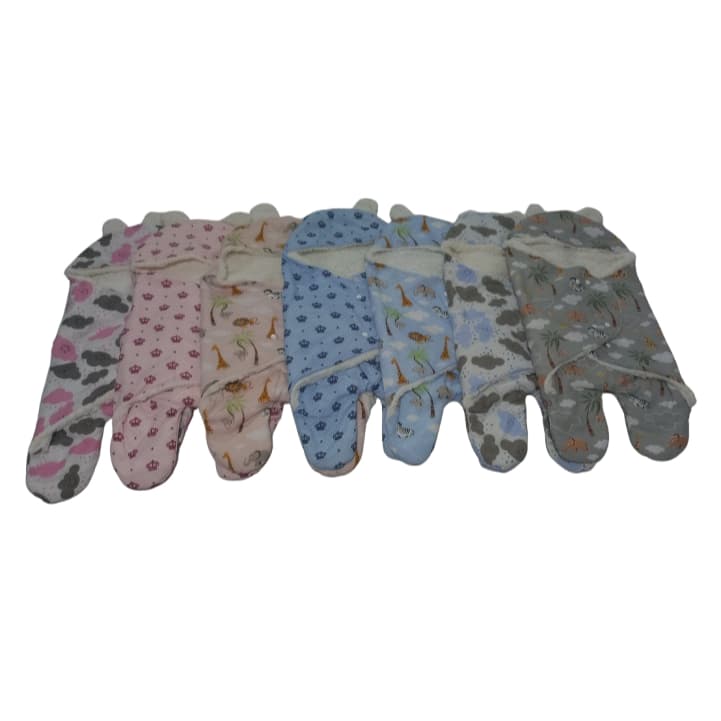 Saco de dormir  para bebê com sherpa enroladinho com touca ursinho