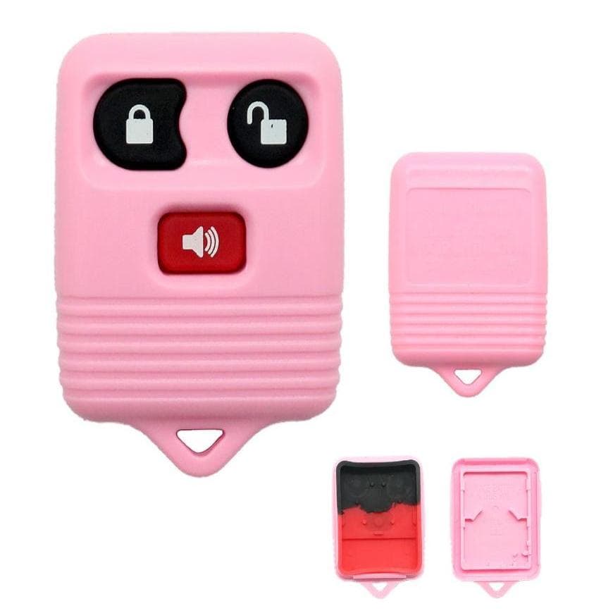 Capa Carcaça Para Controle Remoto Alarme Original Ford 3 Botões Rosa