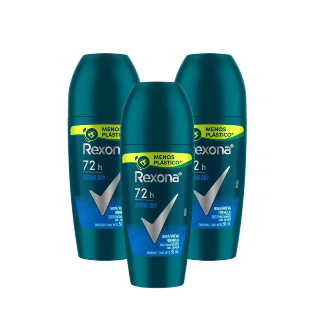 Desodorante Rexona Active Dry 72h 50ml | Roll-On Antitranspirante Masculino