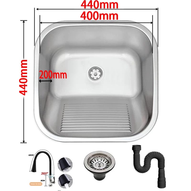 Lavanderia 44 X 44Com Válvula Aço Inox 201 Tubrax