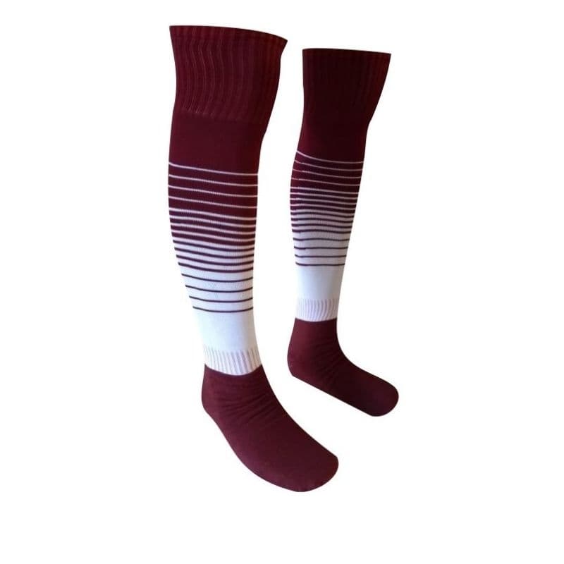 hensou meião de futebol degradê bordo com branco 11 pares