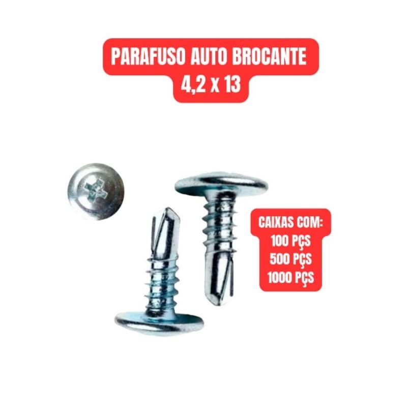 Parafuso Auto Brocante 4,2 x 13 Flangeado Philips Dryall