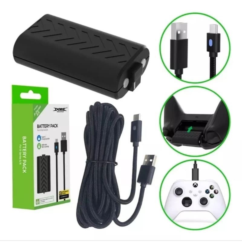 Bateria Dobe E Cabo Carregador Tipo C Compatíveis Com Controle Xbox Series S e X