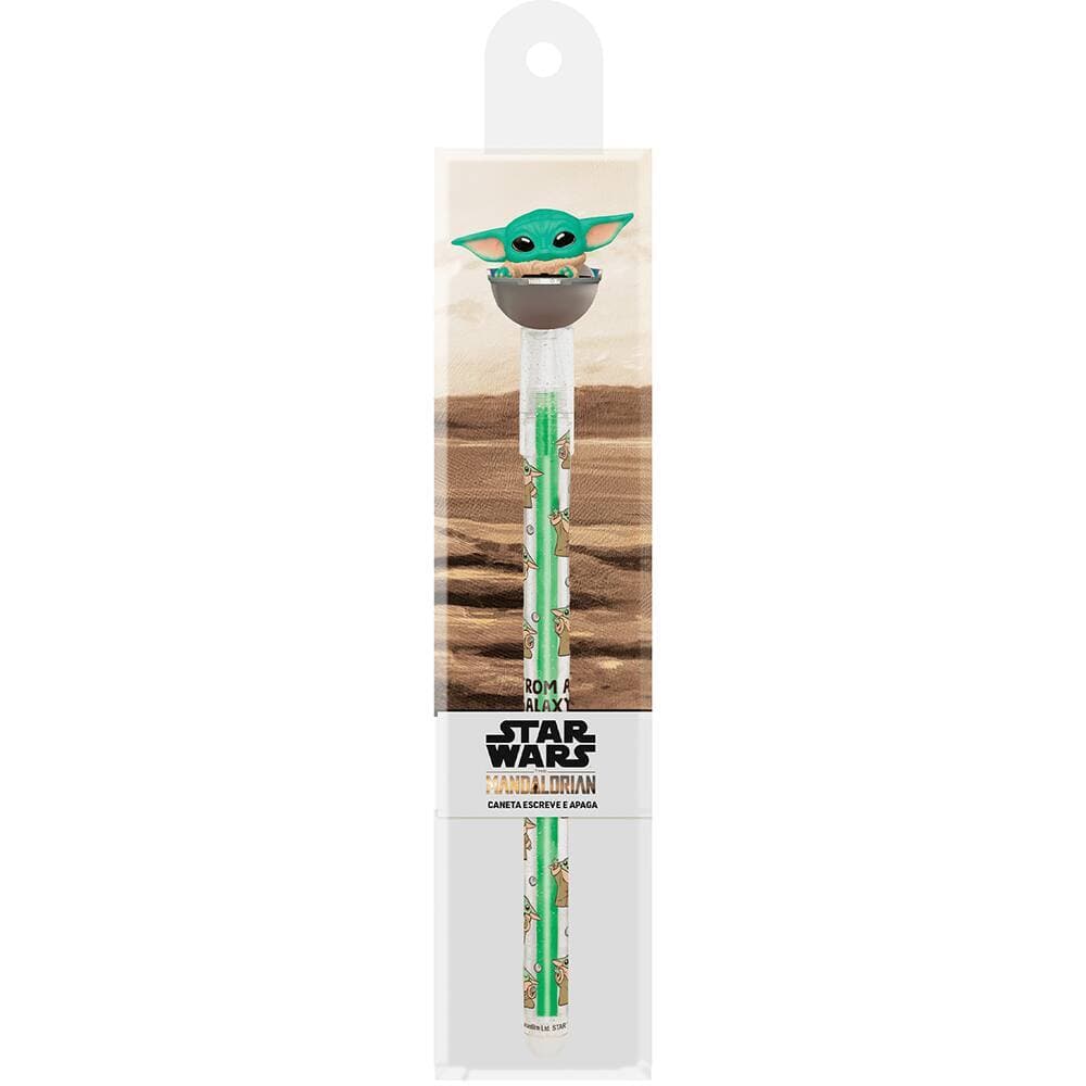 Caneta Esferográfica Gel Apagável, 0,7mm, Baby Yoda Grogu - 1 UN