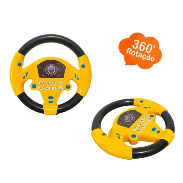 Volante Educativo Com Ventosas Sons COR AMARELO Brinquedo Musical Infantil