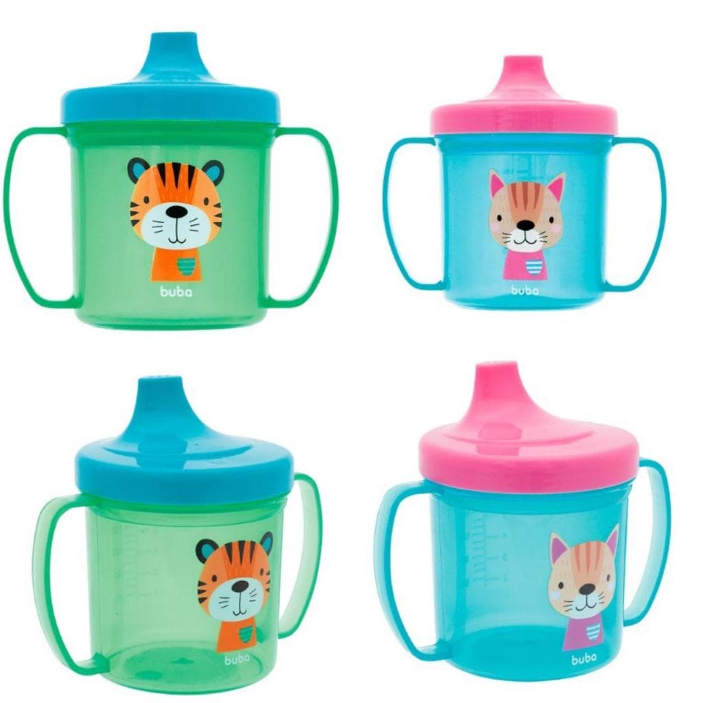 COPO DE TREINAMENTO INFANTIL BEBÊ DE TREINAMENTO TIGRINHO/GATINHO 180 ML - BUBA
