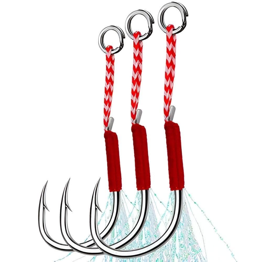 10pcs Anzóis Auxiliares com Pena De Pesca De Anzol Simples