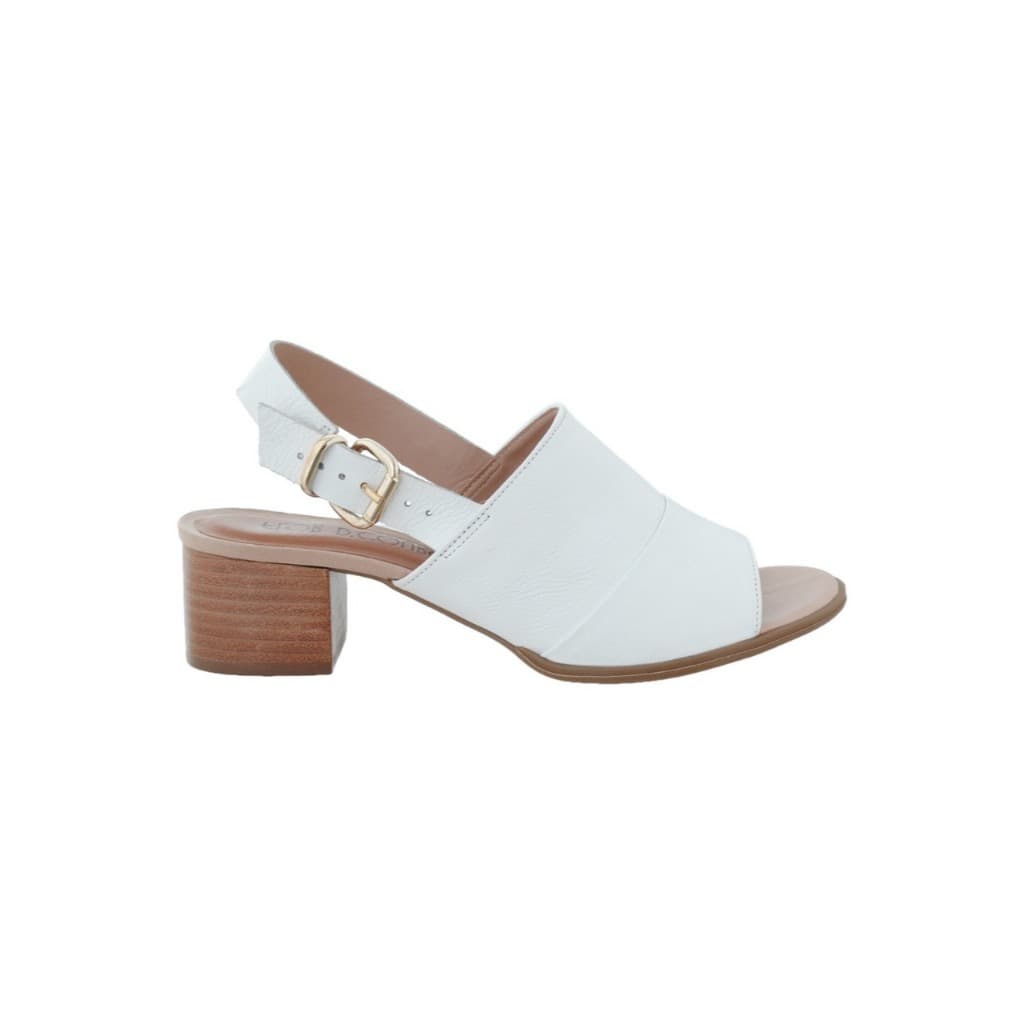 Sandália Feminina Couro Legítimo Flor D'Couro Com Salto Bloco 8019