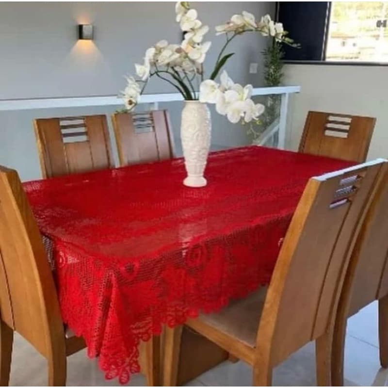 Toalha De Renda Mesa de 6 Cadeiras