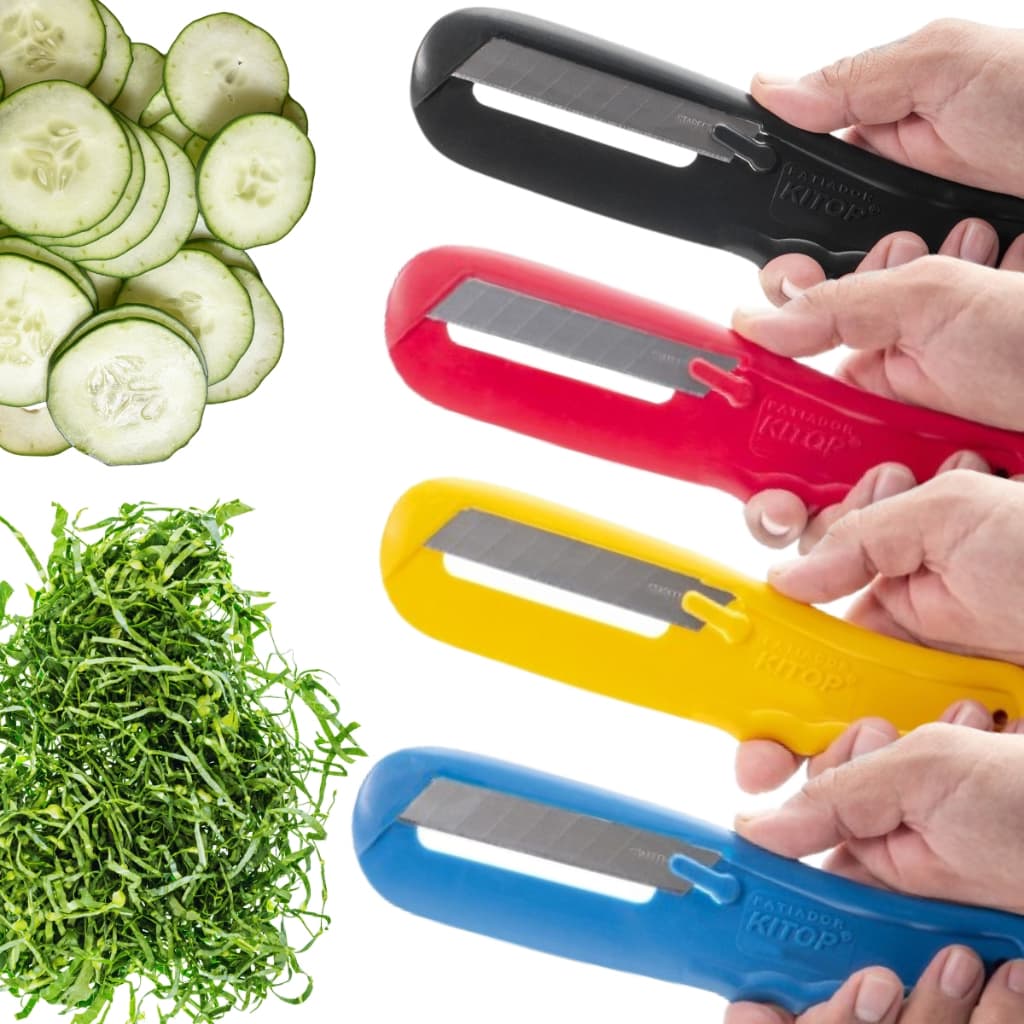 Kit 4 Fatiadores de Legumes Verduras Kitop Prático Rápido Cozinha Fácil