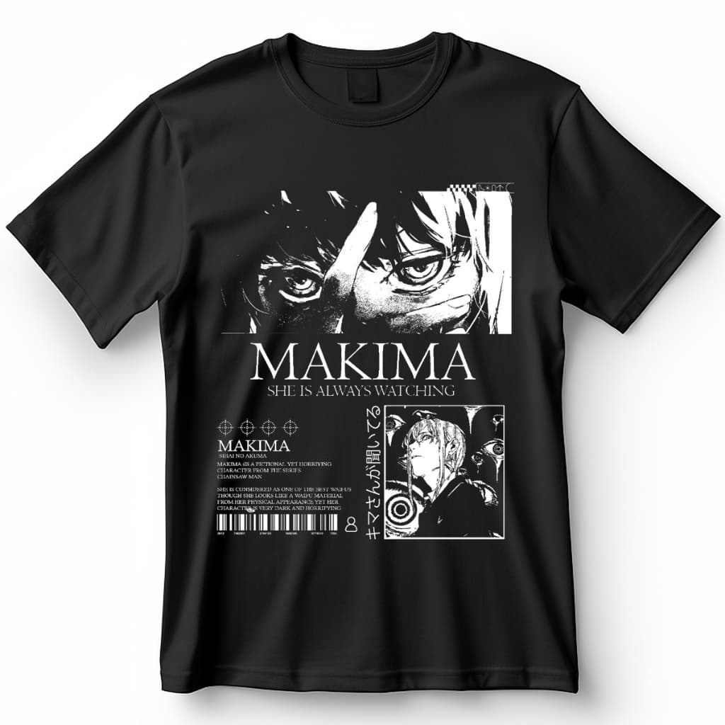 Camisa Makima Chainsaw Man Blusa Camiseta de Anime 100% Algodão