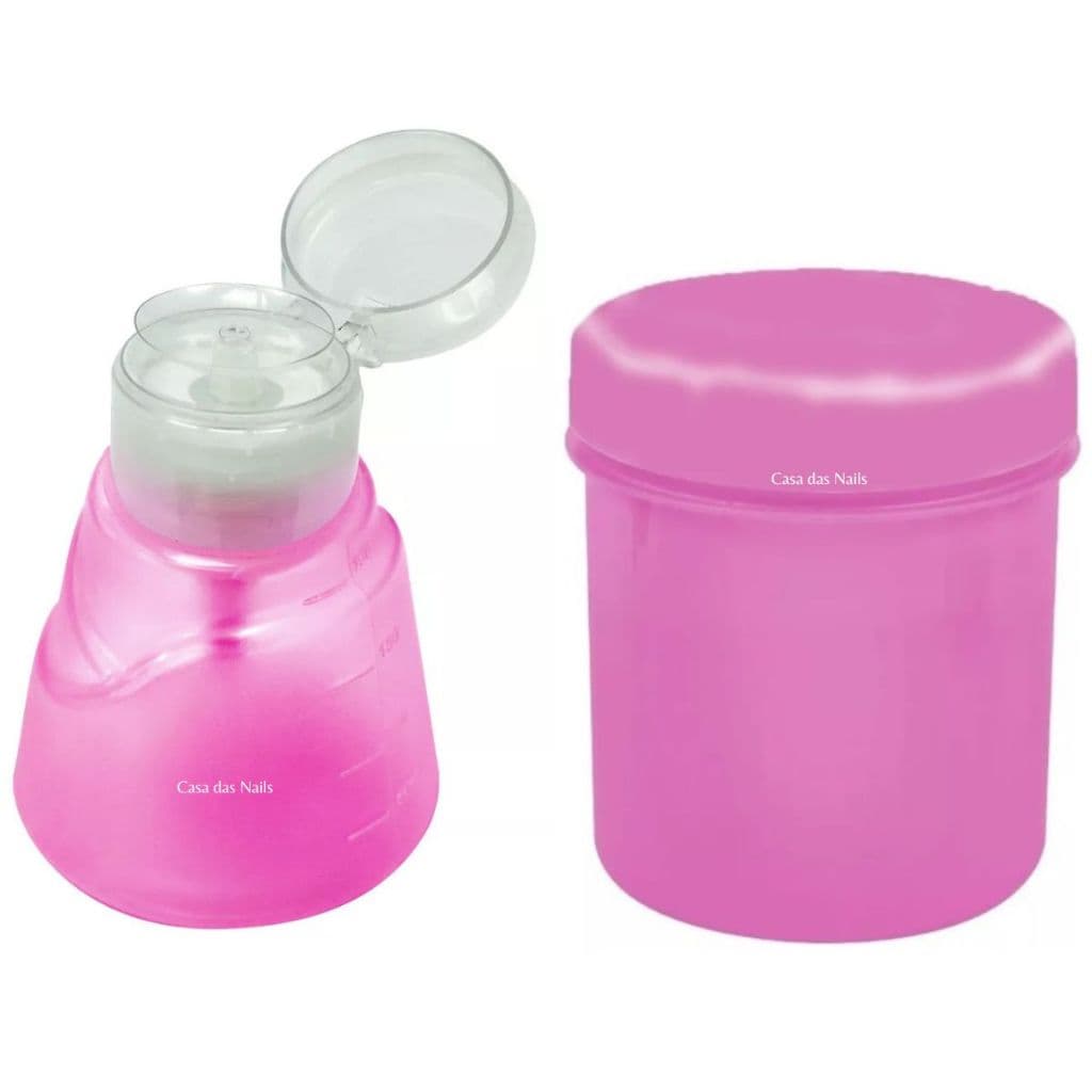 Kit Dosador Veneza de acetona 190ml  + Porta Algodão - Santa Clara