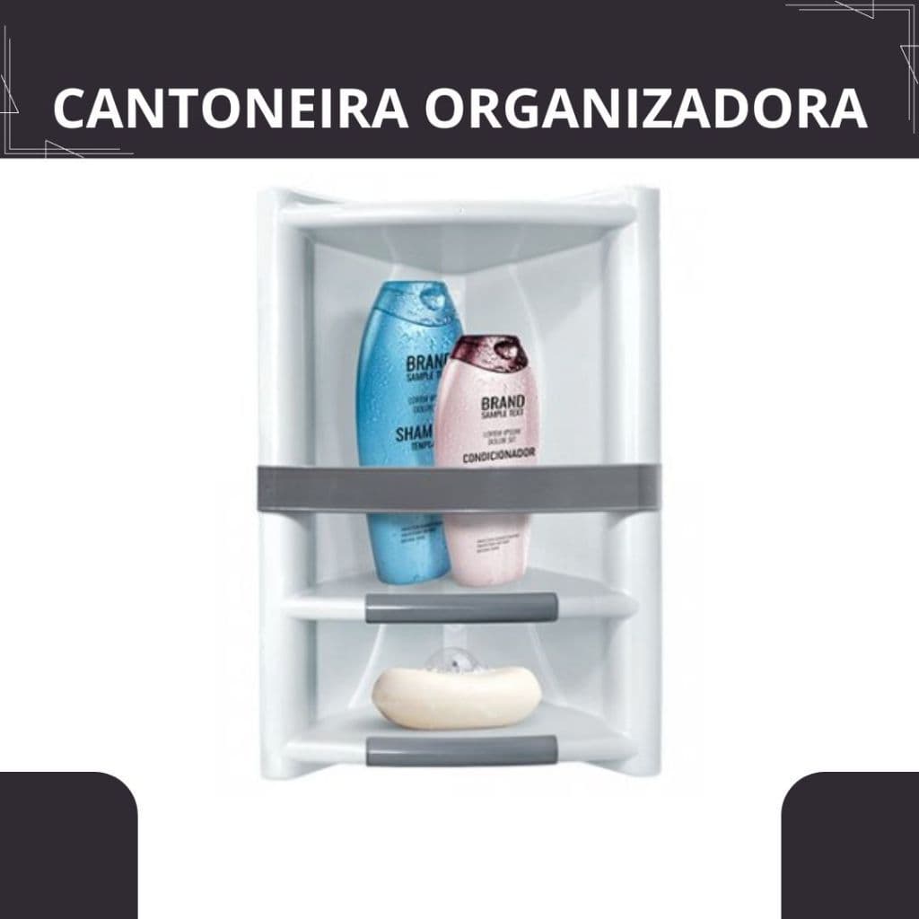 🛠️ Cantoneira Plástica Grande para Utilidades - Branca, Cinza ou Preta com Haste Frontal - TOY 25722/25721/25720