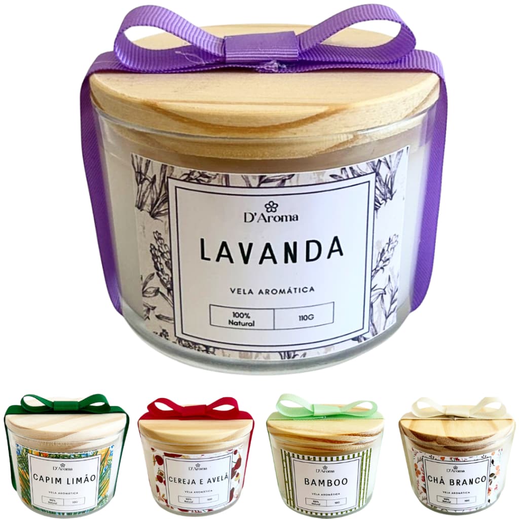 Vela Aromática artesanal 5 fragrâncias 110g PREMIUM