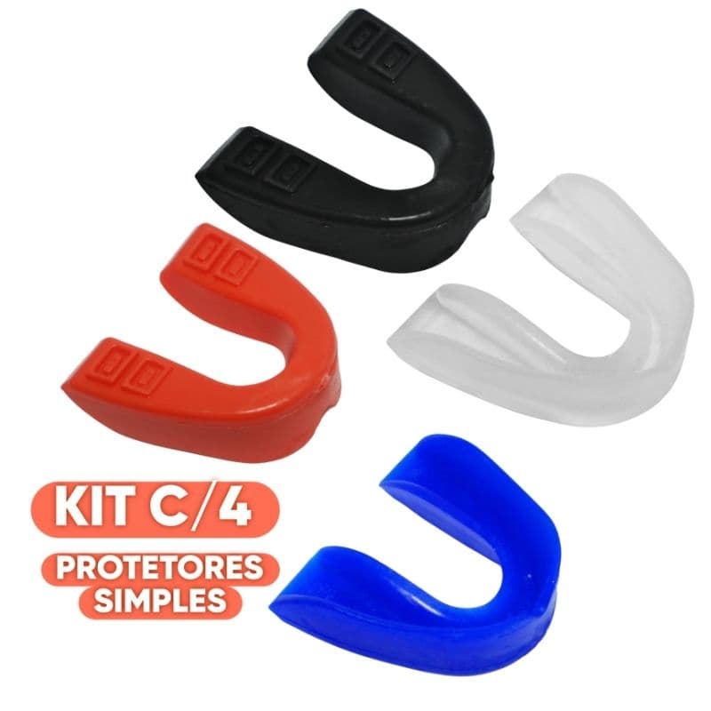 KIT 4 Protetores de Boca Simples para Lutas e Esportes de Contato jiu jitsu, karate, boxe kick boxing