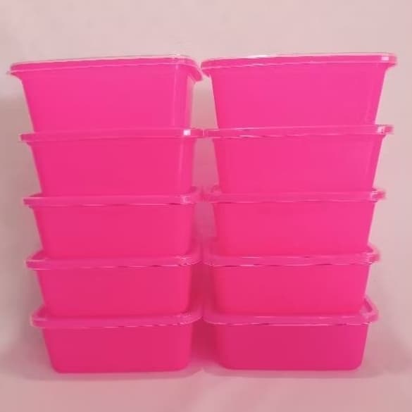 Jogo 10 Potes Plásticos Neon Marmita Fitness Retangular Reutilizável Lavável Microondas e Freezer