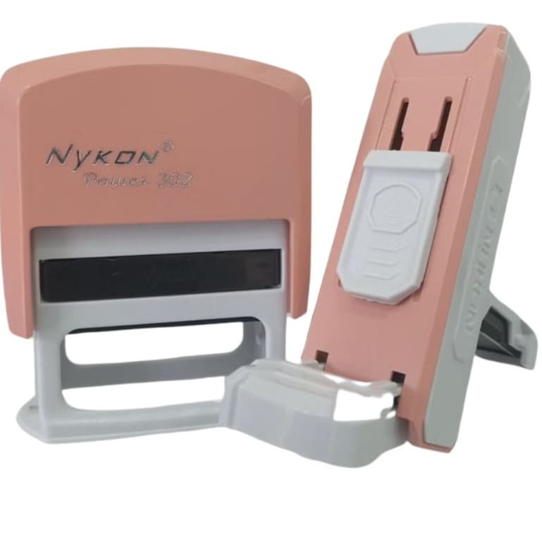 Kit 2 Carimbos Nykon 302 - 14x38mm Carimbo de Mesa + Carimbo de Bolso personalizado