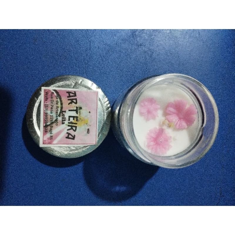 vela aromática de cera de côco com flor de cerejeira 🍒🌸