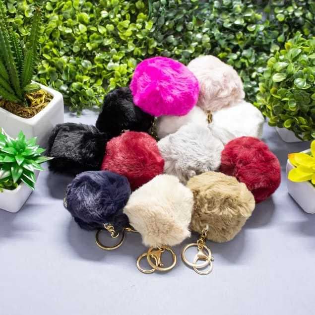 Chaveiro De Pom Pom bola de pêlo de Pele de coelho Pequeno